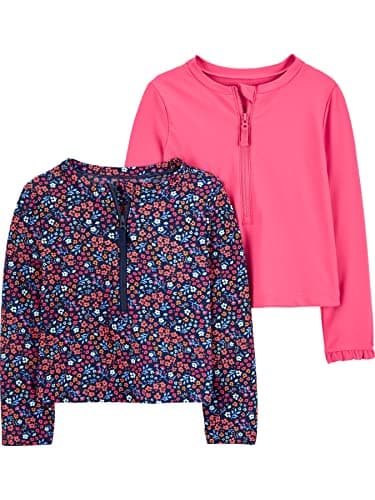 Simple Joys by Carter's Baby and Toddler Girls' 2-Pack Zip Rashguards