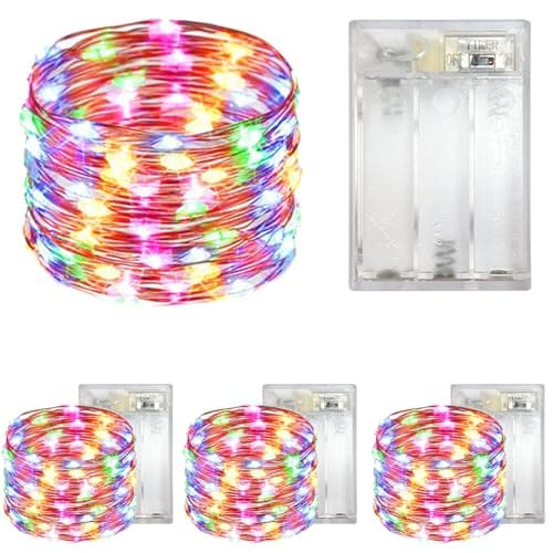 Yalilong with Timer Function Battery Operated Dewdrop Led Lights,Mini Fairy Lights for Home Parties Christmas/Halloween Holiday Decoration,6 Hours on/18 Hours Off,30 LEDs,10 Feet (Multi Color, 4)