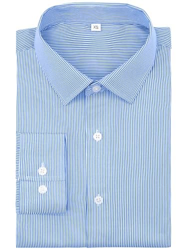 GIANZEN Men's Dress Shirts Long Sleeve Button Down Striped Wrinkle Resistant Business Casual Regular Fit Formal Shirts Big and Tall Light Blue XL Tall