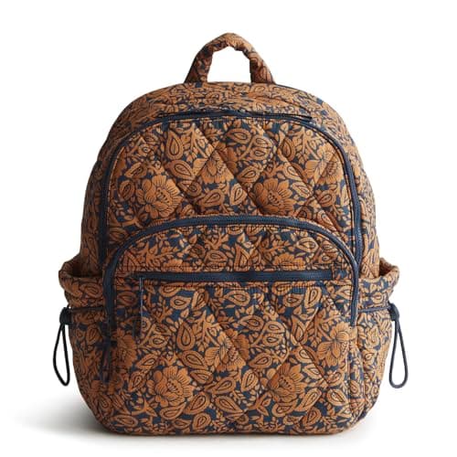 Vera Bradley Women's Featherweight Bancroft Backpack, Lotus Montage Roasted Pecan, One Size