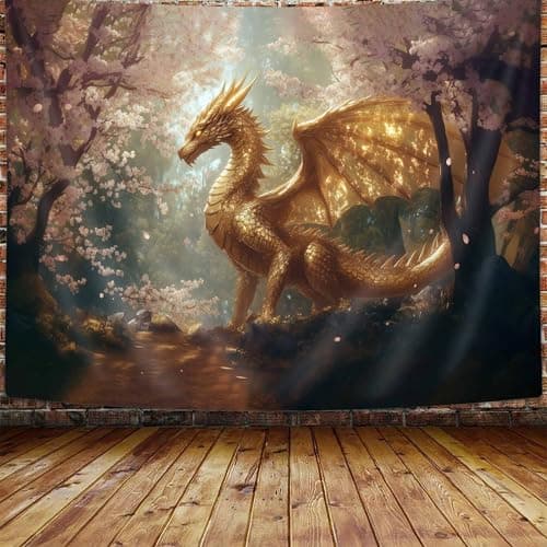 Bcsewcg Trippy Purple Dragon Wall Hanging, Medieval Fantasy Animals Cool Dragon Tapestry for Men, Boys, Magic Forest Tapestry for Bedroom Aesthetic, Living Room Dorm Decor