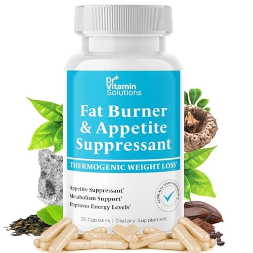Fat Burner & Appetite Suppressant for Weight Loss Diet Pills Women & Men, Thermogenic Metabolism Booster, Glucomannan, Chromium, Caffeine, Green Tea, Non-GMO, Made in USA, 35 Capsules (35 Day Supply)