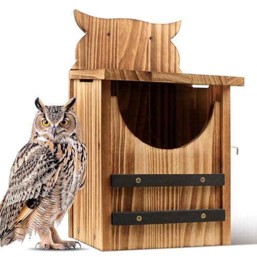 Owl House for Outdoors, Cedar Owl Nesting Box, Durable Carbonized Wood Shelter for Squirrels and Wildlife, Ideal Garden Décor (Assembly Required)