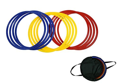 Trademark Innovations Speed & Agility Training Rings - Set of 12 - 16" Outer Diameter - With Carrycase (Multicolor)