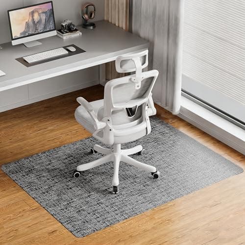 Delamu Office Chair Mat for Hardwood Floor, 35"×47" Non-Slip Woven PVC Computer Desk Chair Mat, Heavy Duty Hard Floor Protector for Rolling Chairs, Black White