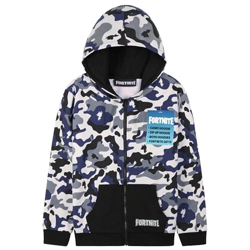 Fortnite Hoodies for Boys Teens Hooded Pullover Zip Up Sweatshirt Youth Hoodie (13-14 Years, Camo)