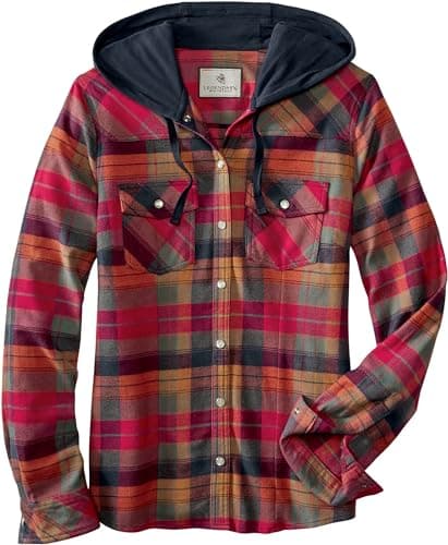 Legendary Whitetails Womens Hooded Long Sleeve Flannel Snap Front Shirt