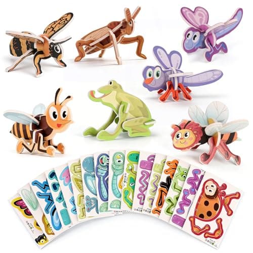 Educational 3D Cartoon Puzzle, 25 Pcs DIY 3D Creative Insect Paper Puzzle, Glue-Free Assembly, DIY Crafts Gifts, Classroom & Family Fun