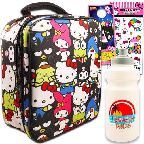 Hello Kitty Lunch Box Set for Girls - Bundle with Hello Kitty Lunch Bag Plus Water Bottle, Stickers, More | Hello Kitty and Friends Lunch Box