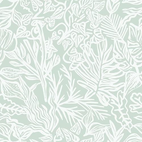 Fiula Boho Peel and Stick Wallpaper Green/White Leaf Contact Paper 17.3inx197in Removable Self Adhesive Bedroom Cabinet Wall Decor Vinyl Roll