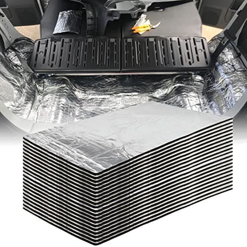 EAST FOREST 276mil 15.7''x9.8'' Aluminum Foil Heat Shield Mat 21.53 sqft Sound Deadener Mat Noise & Heat Insulation Moistureproof Waterproof for Car Hood Ceiling Door, Sound Deadener for Cars Black