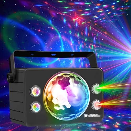 Yinpkteo Disco Ball Dj Party Lights Indoor, LED Light 6 Colors Sound Activated Strobe Light for Indoor Room Outdoor Dance Floor Parties Birthday Rave Home Karaoke Halloween Christmas Wedding Show