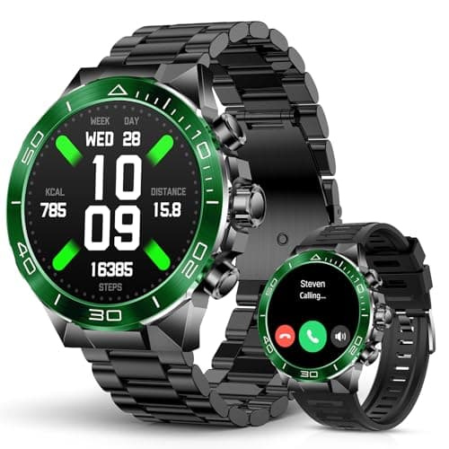 SOUYIE Men's Luxury Smart Watch - 1.43" AMOLED Display Smartwatch with HD Bluetooth Calling, 400mAh 30-Day Battery, 100+ Sports Modes, Health Monitor with Metal/Silicone Straps for Android iPhone