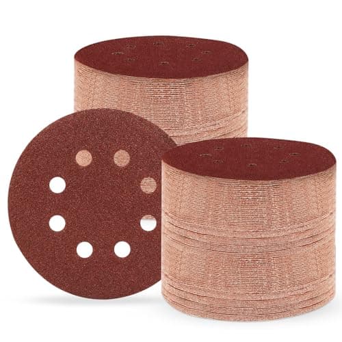 Huopueit 5 Inch 8 Hole Sanding Discs, 150 PCS 320 Grit Hook and Loop Sandpaper, Round Aluminum Oxide Sand Paper Discs for Random Orbital Sander