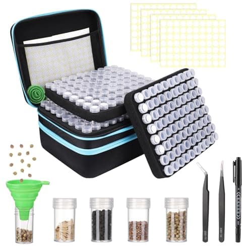 XLSXEXCL 240 Slots Seed Storage Organizer Sturdy Seed Organizer Storage Box Containers Label Stickers Funnel Straight Curved Tip Tweezers for Vegetable Plants Garden
