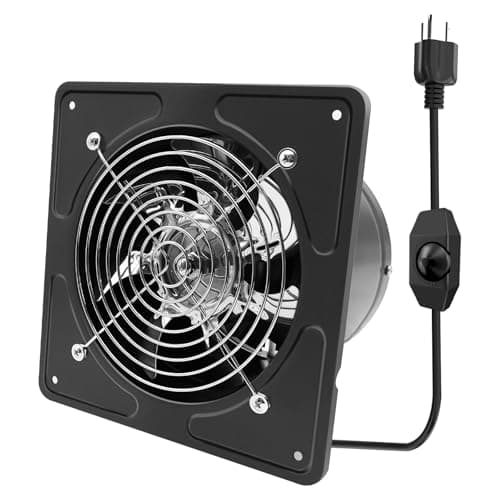 POWERENG 6 Inch Kitchen Exhaust Fan with Speed Controller,235CFM Wall Exhaust Fan,115V 40W Ventilation Blower for Kitchen,Meeting Room,Shop, Smoking Room, Industrial Ventilation Use (6-inch Black)