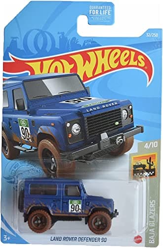 Sainyer Hot Wheels Land Rover Defender 90, Blue Truck, 1:64 Scale Die Cast, 4x4, 32/250 Baja Blazers 4/10