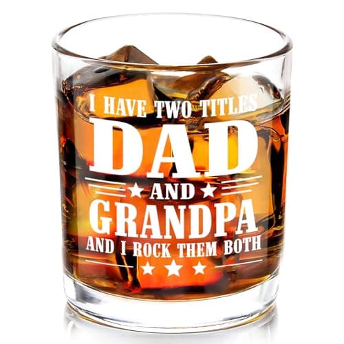 Futtumy Fathers Day Grandpa Gifts, Gifts for Grandpa Fathers Day from Grandkids, Grandfather Gift for Father's Day Christmas Birthday, I Have Two Titles Dad And Grandpaa Whiskey Glass