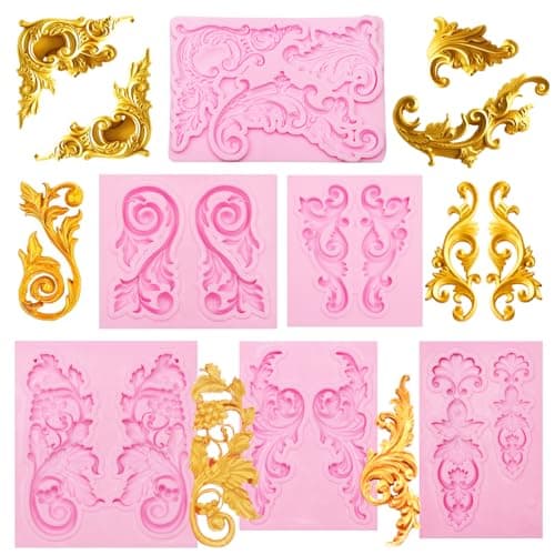 LCcakem Baroque Silicone Molds Baroque Scroll Clay Molds for Crafts