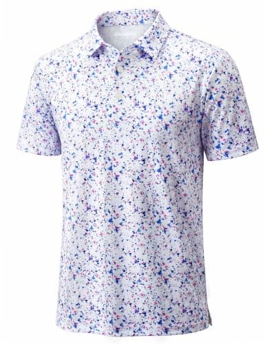 MAGCOMSEN Golf Shirts for Men Dry Fit Short Sleeve Print Collared Polos