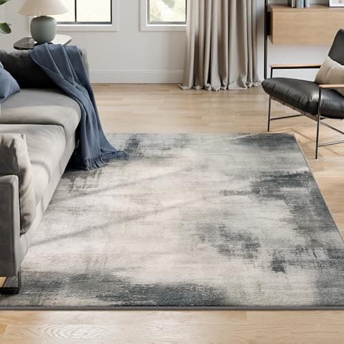 SONGMICS HOME Area Rug, 5x7 ft Rug for Living Room, Non-Slip Carpet, Modern Abstract Style, Home Decor, for Bedroom, Kitchen, Entryway, Dining Room, Machine Washable, Dove Gray UTAR073G01