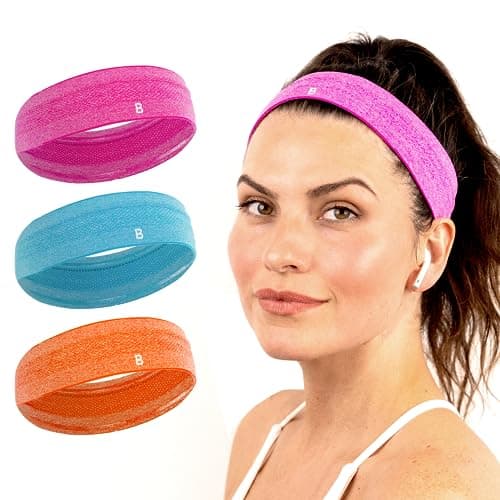 Burly Bands Sweat Bands Headbands for Women Workout, Women's Fashion Non Slip Headband, Moisture Wicking Sweatband for Sports Running Athletic Yoga (3pcs2, Multi)