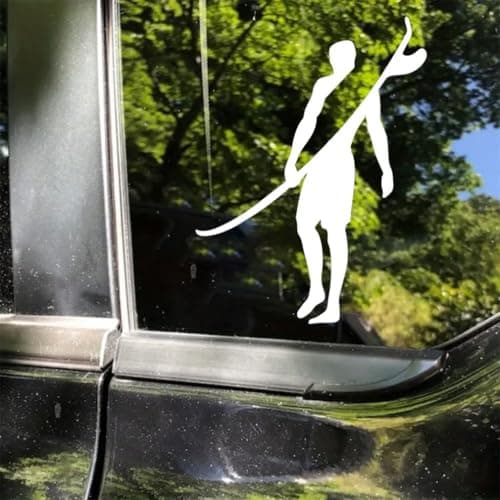 2PC 4.33"x5.91" Surf Sticker, Summer Water Sport Theme Design, Waterproof & Sunscreen Vinyl Car Decal, DIY Car Styling Stickers, Laptop Decoration | BZ04 (White)