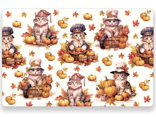 WRAPAHOLIC 50 Sheets Fall Paper Placemats Set - 11 x 17 Inch Pumpkin and Cat Autumn Table Mats for Dining Table Home Kitchen Thanksgiving Day