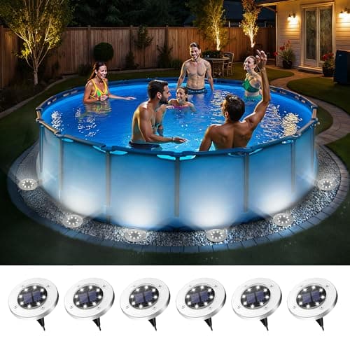 SOLPEX 6 Pack Solar Pool Lights for Above Ground Pools, Waterproof LED Above Ground Pool Lights, Outdoor Pool Decoration Accessories(Cool White)