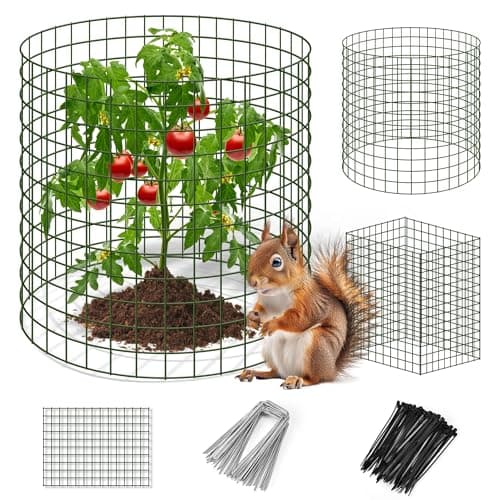 Warmfarm DIY Metal Plant Protectors from Deer, Garden Fencing Animal Barrier Size 11.8 * 15.7 inches, Mesh Plant Cage Chicken Wire Cloche for Plants with Stakes and Nylon Cables