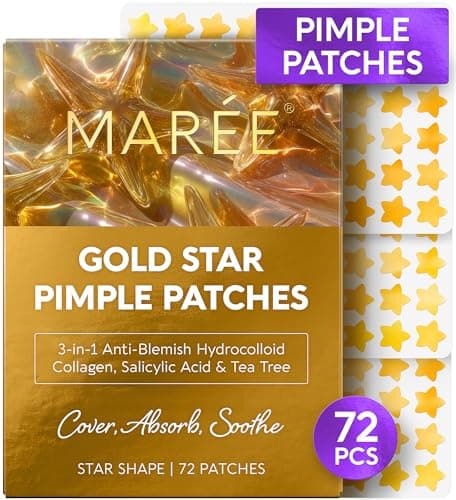 MAREE Gold Star Pimple Patches - Hydrocolloid Acne Patches with Salicylic