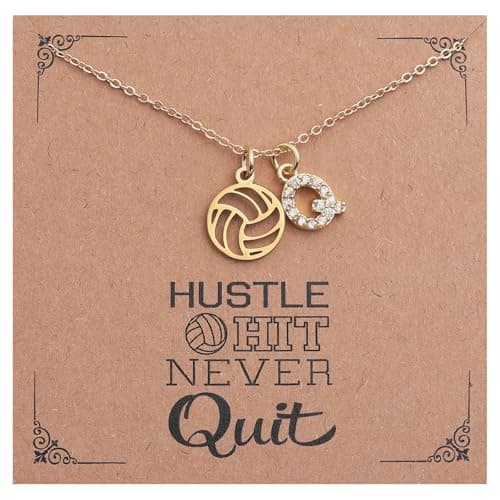 Drogomen Volleyball Team Gifts for Teens Personalized Name Volleyball Pendant Necklace for Women Christmas Birthday Game Day Gifts Sports Jewelry Party Favors for Team Players (Q)