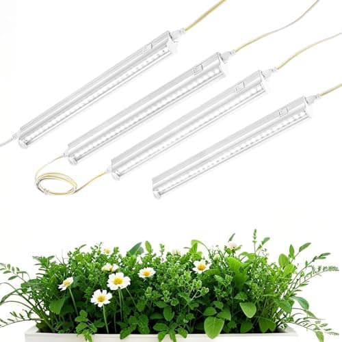 JhauvMw T5 1FT 0.3M 6W×4 White Light 5000K Grow Light Tubes,Full Spectrum LED Grow Lights,6W Energy Efficient,Plug & Play,for Hydroponics/Soil Seedlings Vegetables Herbs Flower (4 Packs)
