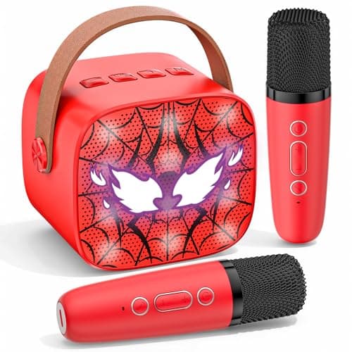 Spider Mini Karaoke Machine for Kids - TOP Karaoke Toys for 3 4 5 6 7 8 9 10 11 12+ Year Old Boys Girls, Portable Bluetooth Speaker with 2 Wireless Microphones, Kids Christmas Birthday Party Gifts