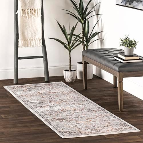 nuLOOM SpinClean Cady Beige/Ivory, 2'8" x 8', Vintage Oriental, Soft and Cozy, High Traffic, Stain Resistant, Easy Clean, Durable, Machine Washable Runner for Bedroom, Living Room, Dining, Foyer