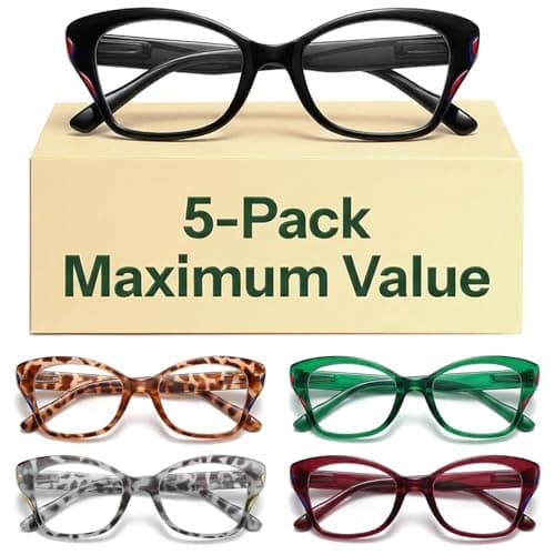Eyekepper Reading Glasses for Women, 2.5 Readers, Cat Eye Stylish 5 Pack