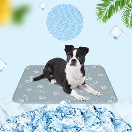 BEAUTYZOO Upgraded Dog Self Cooling Mat Ice Silk Chill Pads for Small Medium Large Dogs Q-MAX>0.43- Summer Reusable Pet Training Pad - Absorbent Non-Slip Cool Mat for Kennels, Crates, Beds, 24" x 18"