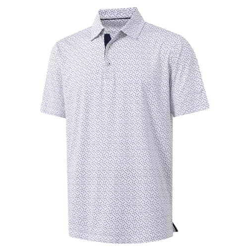 M MAELREG Polo Shirts for Men Quick Dry Fit Short Sleeve Performance Moisture Wicking Print Men’s Golf Shirts