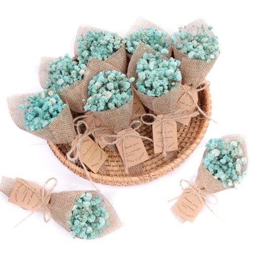 20-Piece set Mini Magnet Dried Flowers Bouquet for Rustic Wedding Favors ,Baby Shower Party Favors for Guests,Bridal Shower Party Gifts,Baptism Favors ,Thank You Favor. (Blue)