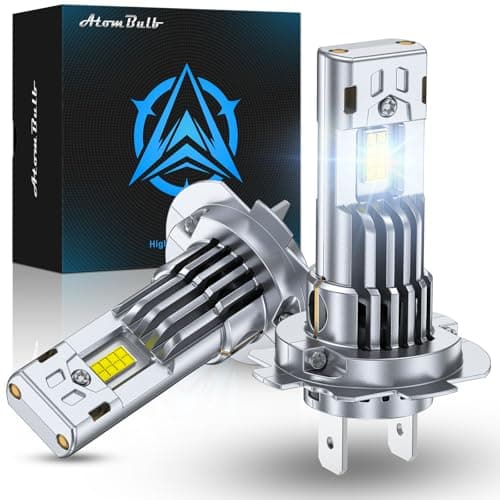 AtomBulb H7/H7LL Bulbs, 80000LM Brightest 20X Brighter, 1:1 Mini Size, 6500K Cool White, 1 Min Plug and Play, 80000H Lifespan, IP68 Waterproof, Pack of 2