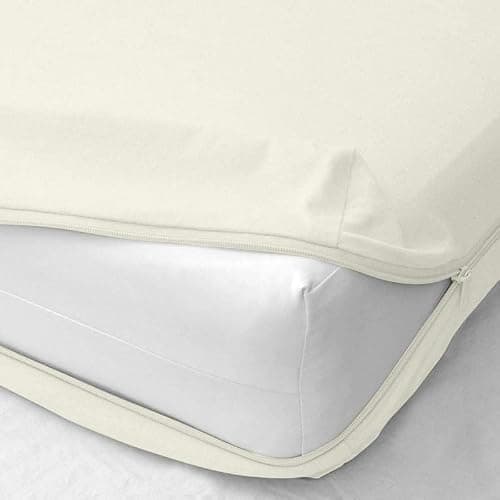 Shreem Linen Zipper Fitted Sheet - 12 Inch Deep Pocket, Soft Brushed Microfiber Bottom Sheet, Wrinkle, Shrink & Fade Resistant, Hotel Quality, Ivory, Queen