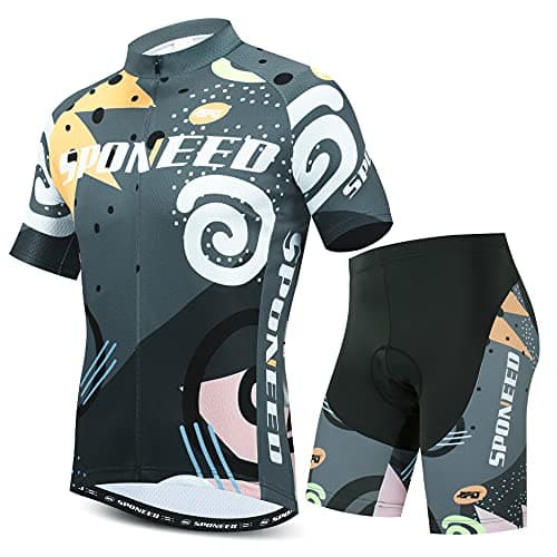 Men's Padded Biking Shorts Cycling Clothes Set Bicycle Pants Shirt M Multi