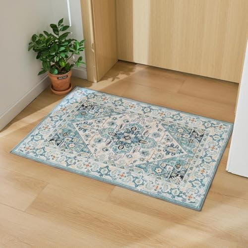 Syalife 2x3 Area Rugs, Non Slip Washable Small Rugs for Entryway, Kitchen, Bathroom, Kids Room, Low Pile Entry Throw Rug Indoor Front Door Mat I003-FG01 Green