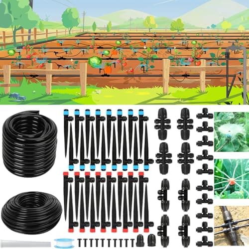 250FT Drip Irrigation Kit – 2026 New Quick-Connect Micro Irrigation System with 1/4'' 1/2'' Tubing (128FT (46FT 1/2 Inch+82FT 1/4 Inch)