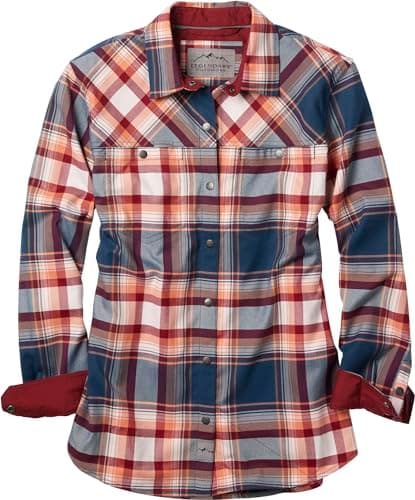 Legendary Whitetails Women's Legendary Outdoors Pathways Performance Flannel Long Sleeve Snap Up Shirt, Lakeside Sunset Plaid, Small