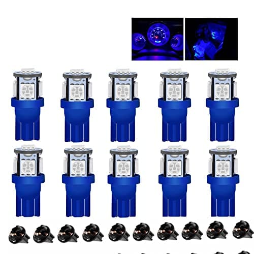 10Pack T10 194 168 LED Light Bulb PC194 PC195 PC160 PC161 PC168 Instrument Panel Gauge Cluster Dashboard Automotive Light Bulb Bright Blue