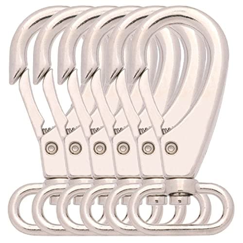 BIKICOCO 1'' Swivel Bolt Snap Hook Lobster Claw Clasp Trigger Spring Loaded Clip, Oval-Ring Ended, Silver - Pack of 6