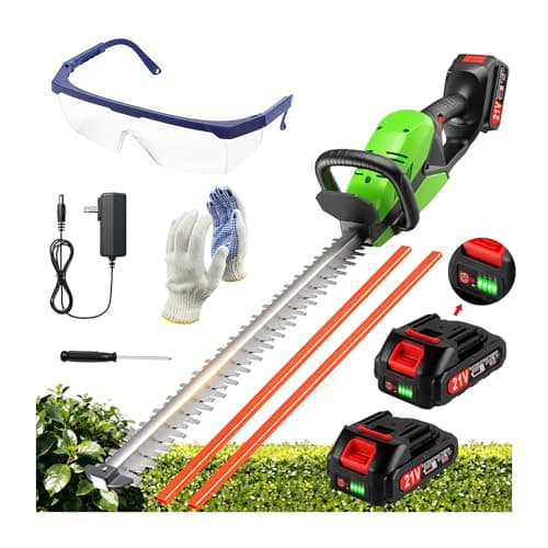 Electric Hedge Trimmers 21v Cordless Hedge Trimmer with Battery & Charger Included Handheld Electric Trimmers with Steel Blade Bush Trimmer for Garden Yard, Green