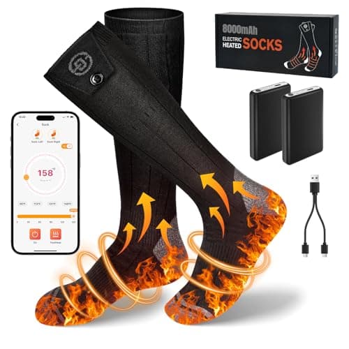 Starines 8000mAh Heated Socks for Men Women,APP Control Rechargeable Battery Electric Socks,Heating Foot Warmers Up to 13H Valentine's White Elephant Gift for Outdoor Winter Work Ski Hiking Hunting