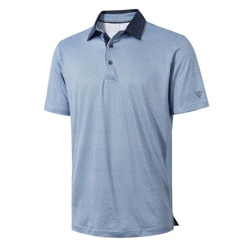 Golf Shirts for Men Dry Fit Short Sleeve Print Performance Moisture Wicking Polo Shirt